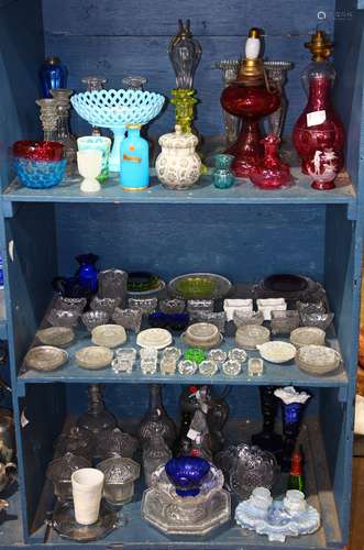 (lot of approx. 116) Assorted glassware, comprising pressed, molded blown and cut glass, primarily