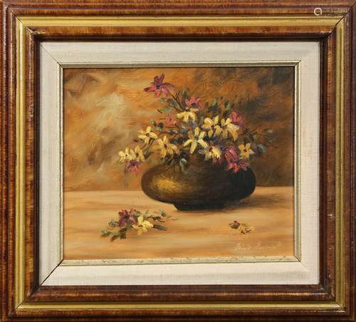 Heinie Hartwig (American, b. 1937), Untitled (Flowers in a Bowl), oil on board, signed lower