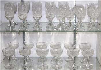 (lot of 24) Cut crystal stemware, having a diamond cut pattern and a faceted stem, consisting of (