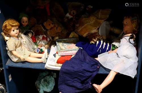 (lot approx. 20) of assorted stuffed toys and dolls, comprising composite and porcelain dolls,