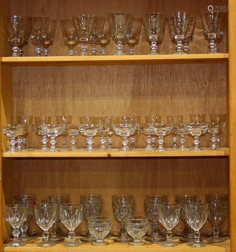 (lot of approx. 66) Assorted glass stemware, comprising (21) goblets, 6