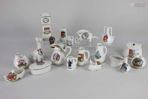 A collection of crested ware, makers include Goss and Willow Art