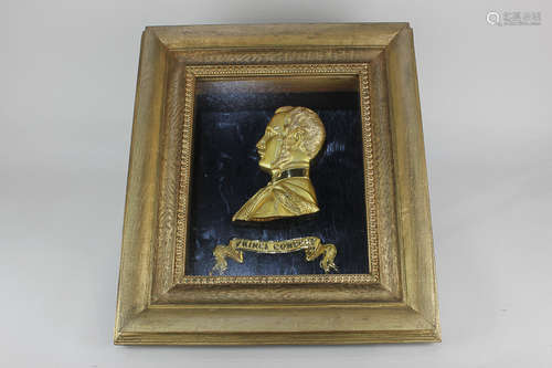 A Victorian profile of Prince Albert, in gold raised relief, titled Prince Consort, in gilt glazed