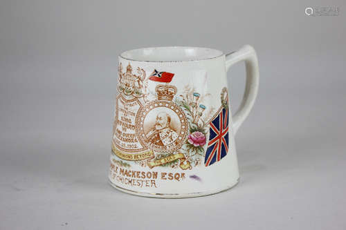 An Edward VII coronation mug from Peyton Temple Mackeson Esq, Mayor of Chichester