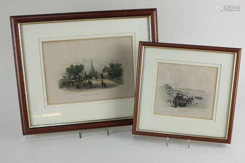 Local Interest, two 19th century coloured engravings comprising a view of Chichester from