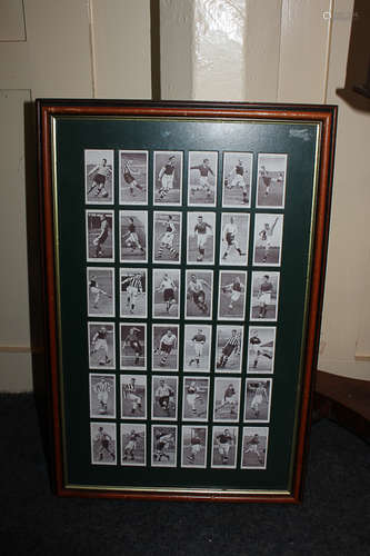 A framed collection of thirty six W.A. & A.C. Churchman Association Footballers cigarette cards,