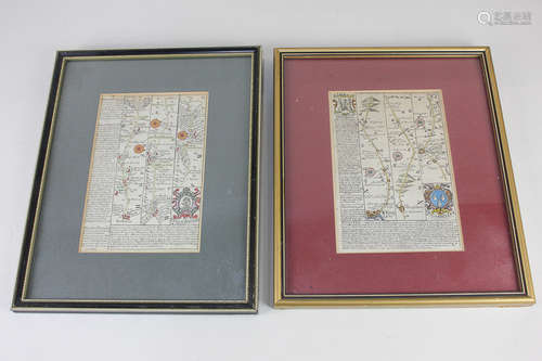 After Emmanuel Bowen, two 18th century road maps comprising the route from Warminster to Andover,