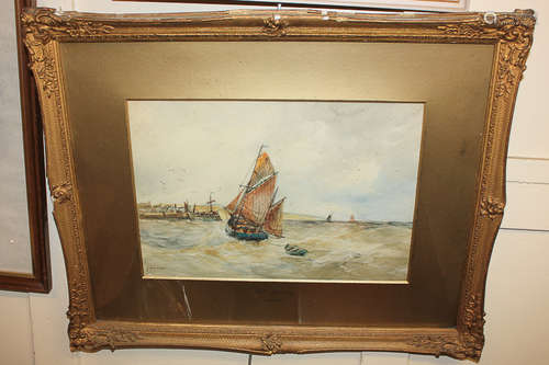 A. Ramus (20th century), sailing yacht on choppy waters, watercolour, signed and dated 1919, the