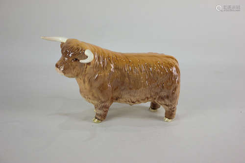 A Beswick model of a Highland bull, in tan and brown gloss, 13.5cm, without box