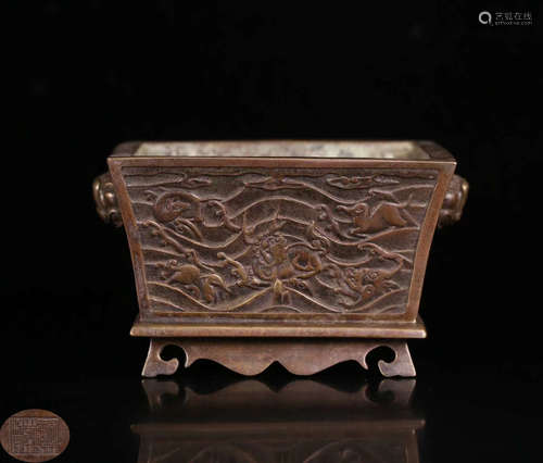 A SQUARE SHAPED COPPER CENSER