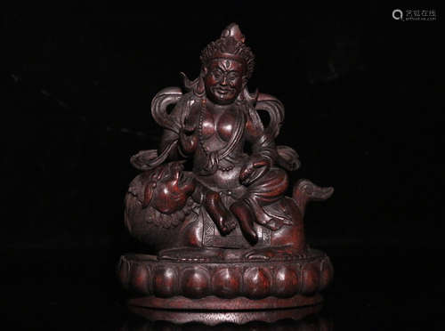 A CHENXIANG WOOD CARVED HUANGCAISHEN BUDDHA