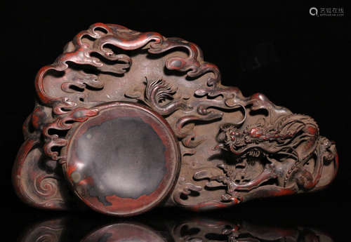 A DRAGON PATTERN STONE INK SLAB