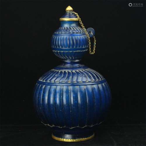 A Chinese Carved Double Gourd Peking Glass Vase