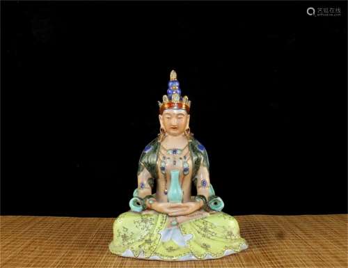 A Chinese Famille-Rose Porcelain Seated Buddha
