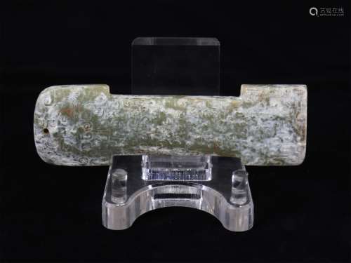 A Chinese Carved Jade Sword Handle