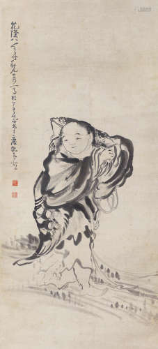 黄慎 刘海戏蟾图 1687-1770 水墨纸本 立轴