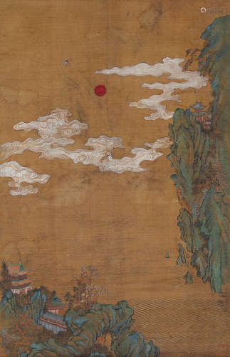 仇英 云鹤图 约1498-1552 设色绢本 立轴