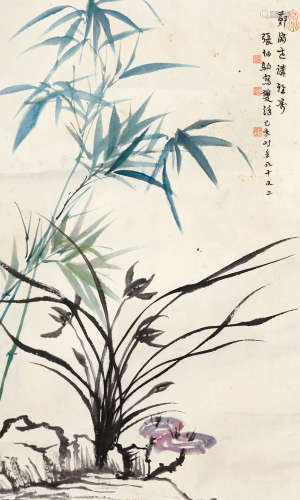 张伯驹 双清图 1898-1982 设色纸本 立轴