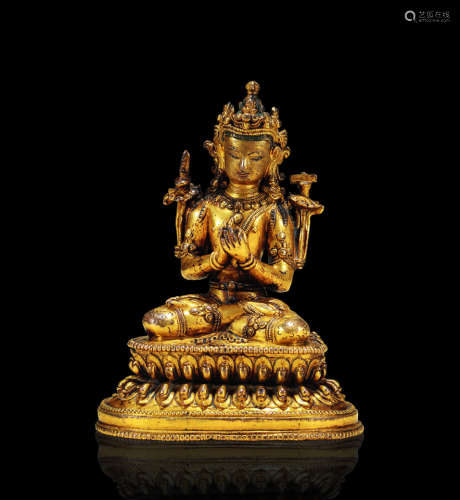 十五世纪 铜鎏金文殊菩萨坐像