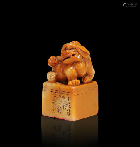 民国 寿山石雕狮钮印章