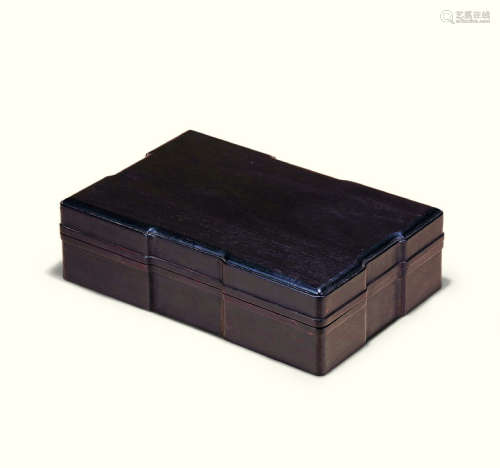 清 紫檀雕长方盖盒