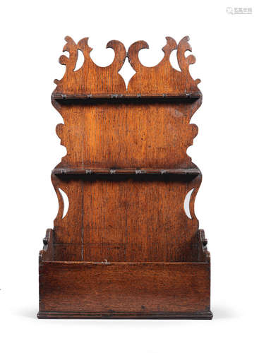 A George III boarded oak spoon rack