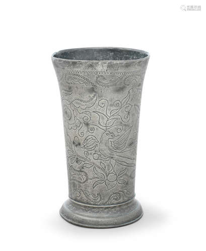 A pewter wrigglework beaker, Dutch, circa 1700