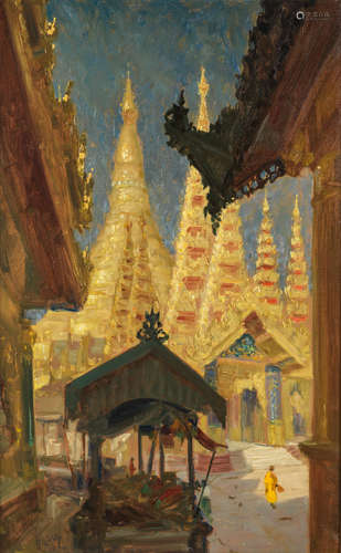 Shwedagon Pagoda Hugo Vilfred Pedersen(Danish, 1870-1959)