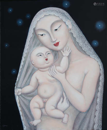 Madonna and Child – Under the Lace Veil, 2010 Olga Marie Polunin(Singaporean, b. 1963)