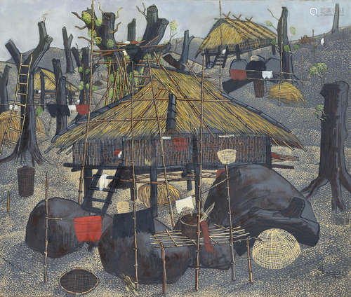 Traditional Houses on Stilts, 1962 Damrong Wong-Uparaj(Thai, 1936-2002)