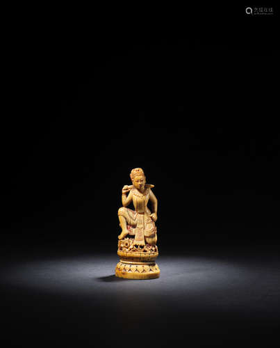 Myanmar, 18-19th century AN IVORY CARVED SEAL IN THE FORM OF ANGULIMALA