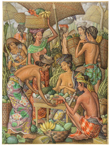 At the Market, 1975 Nyoman Meja(Indonesian, b. 1950)