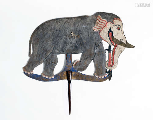 Indonesia, 1980s A PAIR OF WAYANG KULIT FIGURES – GAJAH LIAR (WILD ELEPHANT) & KUDA TUNGGANG (SADDLE HORSE)