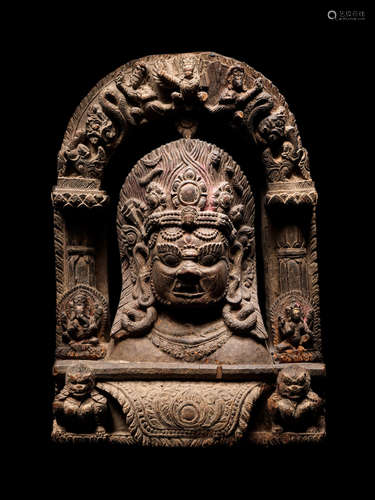 Nepal, 17-18th century A WOOD SHRINE TO BHAIRAVA