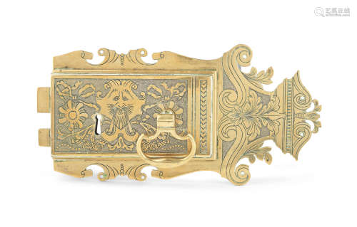 A brass-cased door lock, in 17th/18th century style