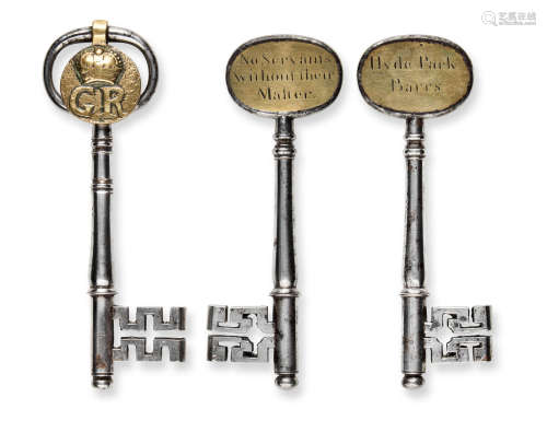 Two fine late George III steel and brass keys