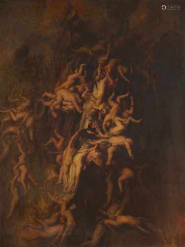 Peter Paul Rubens, in der ArtSturz der VerdammtenÖl auf Leinwand (doubliert). 180 x 150 cm.