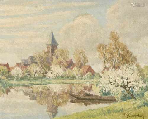 Max ClarenbachFrühling in WittlaerÖl auf Holz. 34 x 42,5 cm.Signiert unten rechts: M. Clarenbach.Max