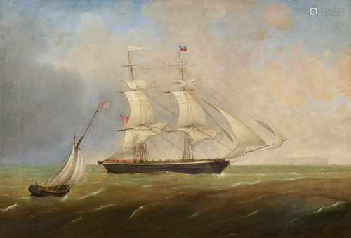 Carl Justus Harmen Fedeler, zugeschriebenDie Brigg „Emma“Öl auf Leinwand (doubliert). 63 x 92 cm.