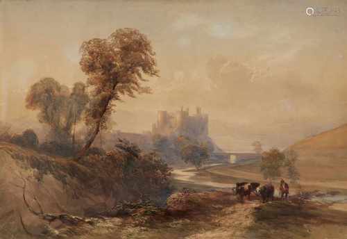 James Baker PyneLandschaft mit Carnarvon CastleAquarell. 48,5 x 70 cm.Gerahmt.James Baker