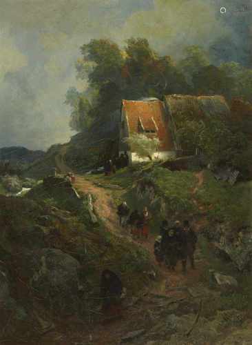 Andreas AchenbachWestfälische LandschaftÖl auf Leinwand (doubliert). 78,5 x 55,5 cm.Signiert und