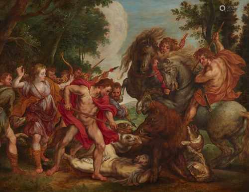 Peter Paul Rubens, nachDie kaledonische Wildschweinjagd von Meleager und AtalantaÖl auf Holz (