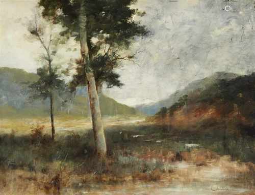 Enrique Swinburn KirkLandschaft in ZentralchileÖl auf Karton. 54,5 x 68,5 cm.Signiert unten