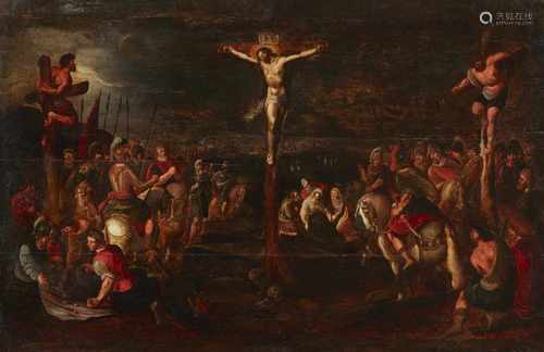 Frans Francken d. J., NachfolgeKalvarienbergÖl auf Holz. 55,5 x 86 cm.Frans Francken the Younger,