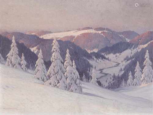 Karl HauptmannWinterlandschaftÖl auf Holz. 31 x 41 cm.Signiert unten links: Hauptmann.Karl