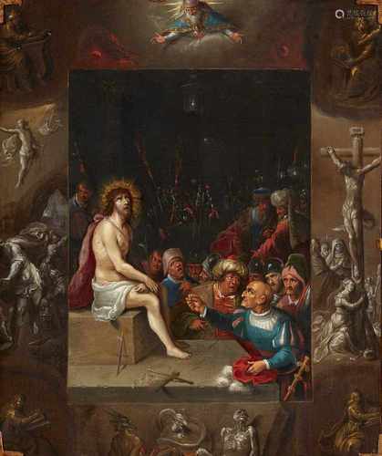 Frans Francken d. J., zugeschriebenDie Verspottung Christi und Szenen aus der PassionÖl auf