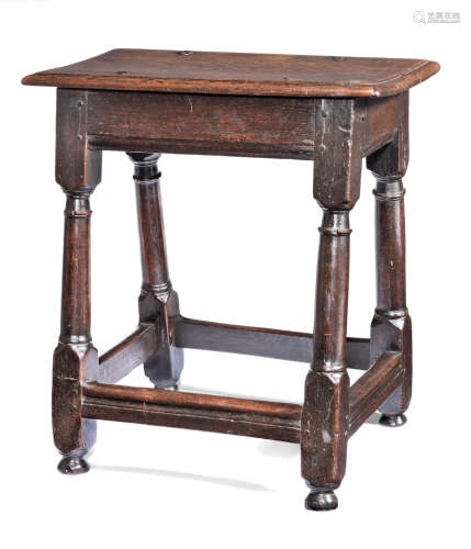 A mid-17th century oak joint stool, English, circa 1650