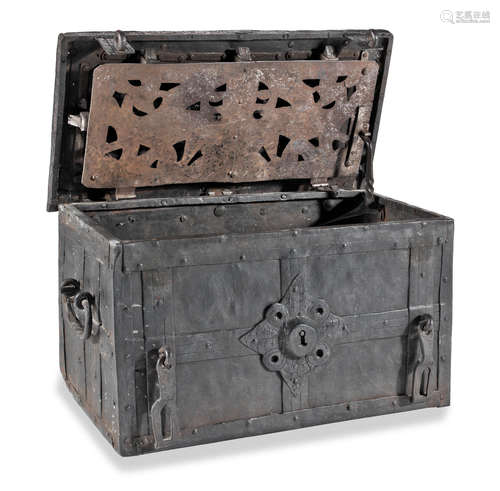 An early 17th century iron strong box, German