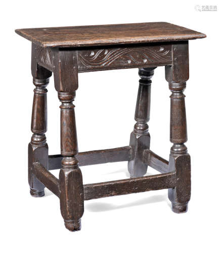 A mid-17th century oak joint stool, Devon, circa 1650