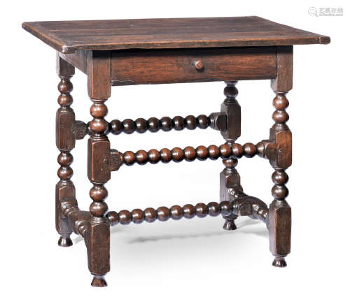 A Charles II joined oak side table, circa 1680